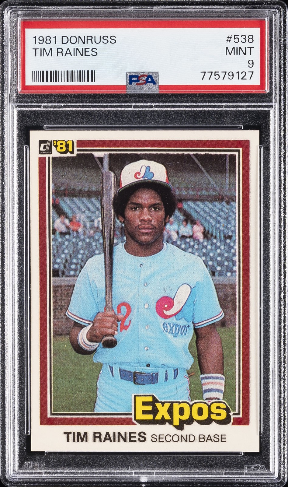 1981 DONRUSS #538 TIM RAINES ROOKIE RC PSA 9
