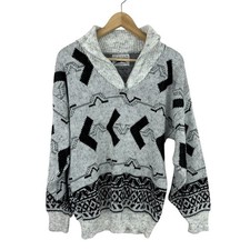 Vintage Le Tigre 1/4 Zip Abstract Print Sweater 80s Size Large Made in USA