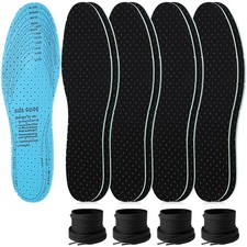 8 Pcs Breathable Shoe Insoles Thin Inserts and Laces Set Unisex Double Layer ...