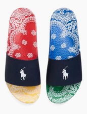 Polo Ralph Lauren Color-Block PAISLEY BANDANA BIG PONY Pool Slides sz 11US