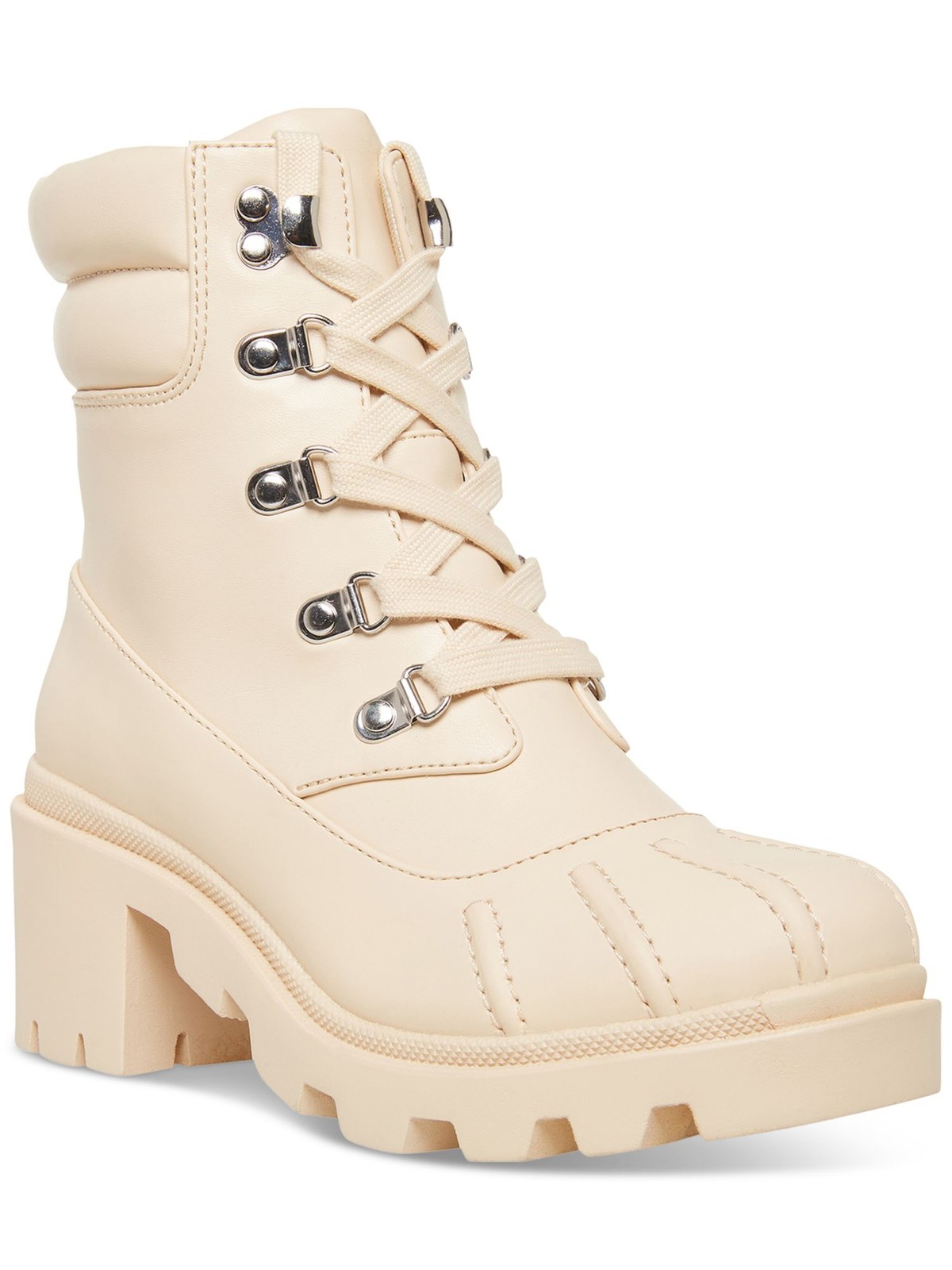 MADDEN GIRL Womens Ivory Lug Sole Bubbles Round Toe Block Heel Duck Boots 5 M 6590₽