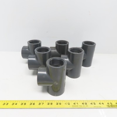 Spears 805-15 1-1/2'' Threaded Gray PVC Tee Schedule 80 Lot of 6