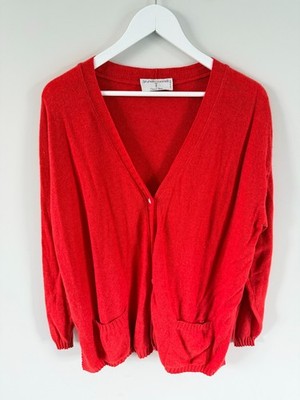 Brunello Cucinelli Damen Kaschmir Pullover Rot V-Ausschnitt Strick Italienisch GR M