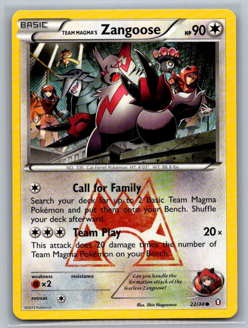 Team Magma's Zangoose 22/34 Common Double Crisis Pokemon Lightly Played