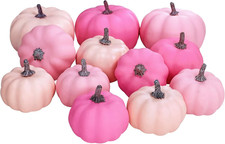 12 Pcs Assorted Small Fall Artificial Pumpkins Faux Pink Pumpkins Decorative Pum