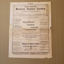 5157----1894 Madison Square Garden weekly bulletin NYC theatre + performances