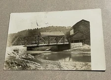 RPPC Old Mill & Bridge Excelsior Wisconsin over Knapp Creek 1910 to Barnum Wis