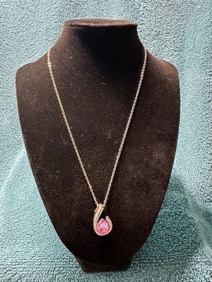 Austrian Crystal Pink Tear Drop Pendant Necklaces Jewelry Fashion Women New