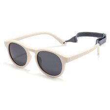FBHLZ Baby Round sunglasses with Strap outdoor sun protection One Size, Beige