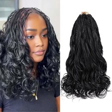 Boho French Curl Crochet Braids 12 Inch 8 Packs Black Pre Looped Curly Croche...