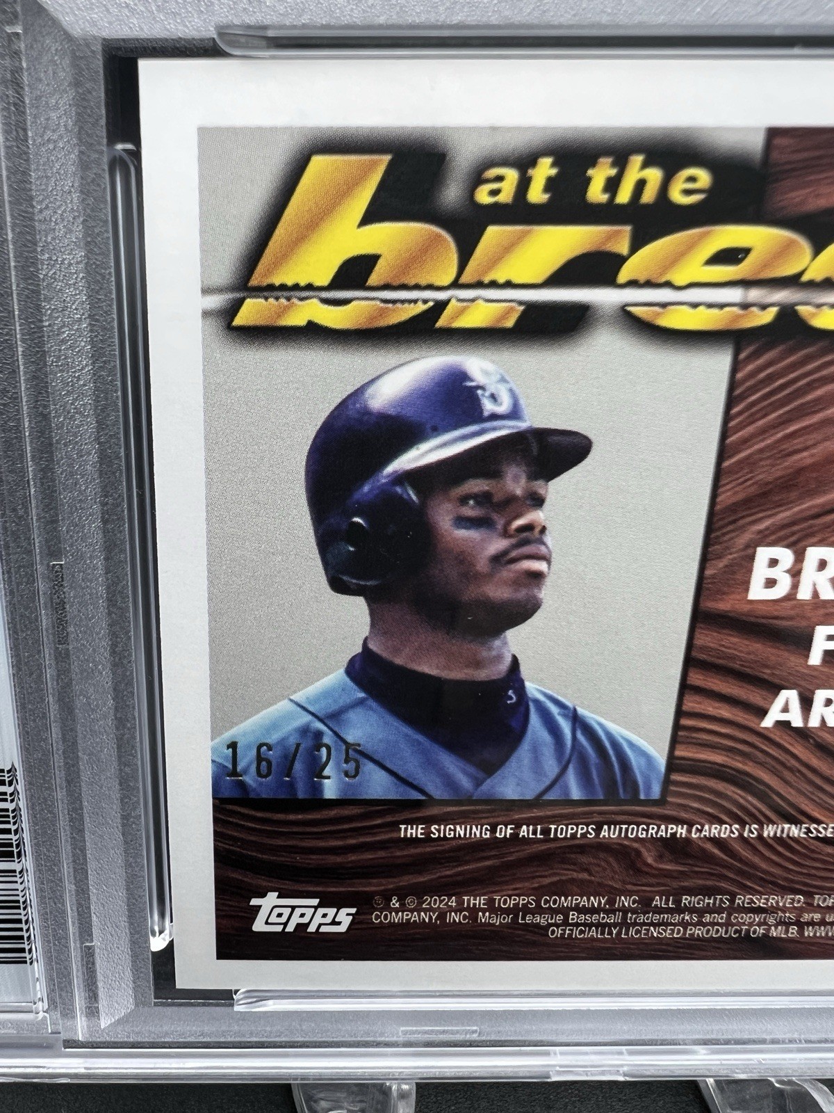2024 Topps Archives KEN GRIFFEY JR. 1995 At The Break Auto Blue Foil /25 PSA 9 view 6