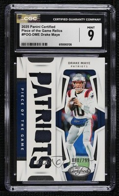 2025 Certified Piece of the Game 80/299 Drake Maye #POG-DME CGC 9 Mint 1p0e