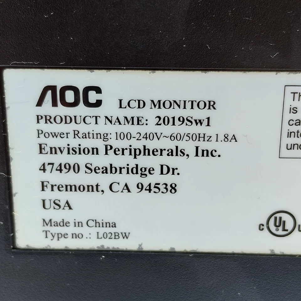 Monitor de computador AOC 20" usado branco mais limpeza necessária com cabos - Imagem 2 de 4