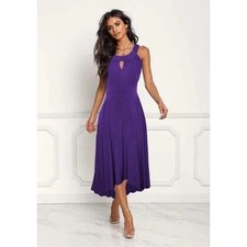 Vintage Y2K Sangria Purple Ruched Keyhole Hi Low Midi Dress Women's Size 4