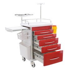 5 Drawers Rolling Crash Cart Utility Medical Trolley For Clinic Nursing Center