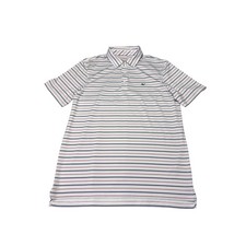 Vineyard Vines Performance Striped Whale Logo Polo Shirt Men's Medium White Red
