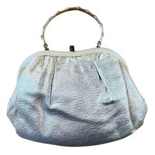 Vintage 50s After Five Silver Lame Evening Bag Silver Handle Made in USA Glam