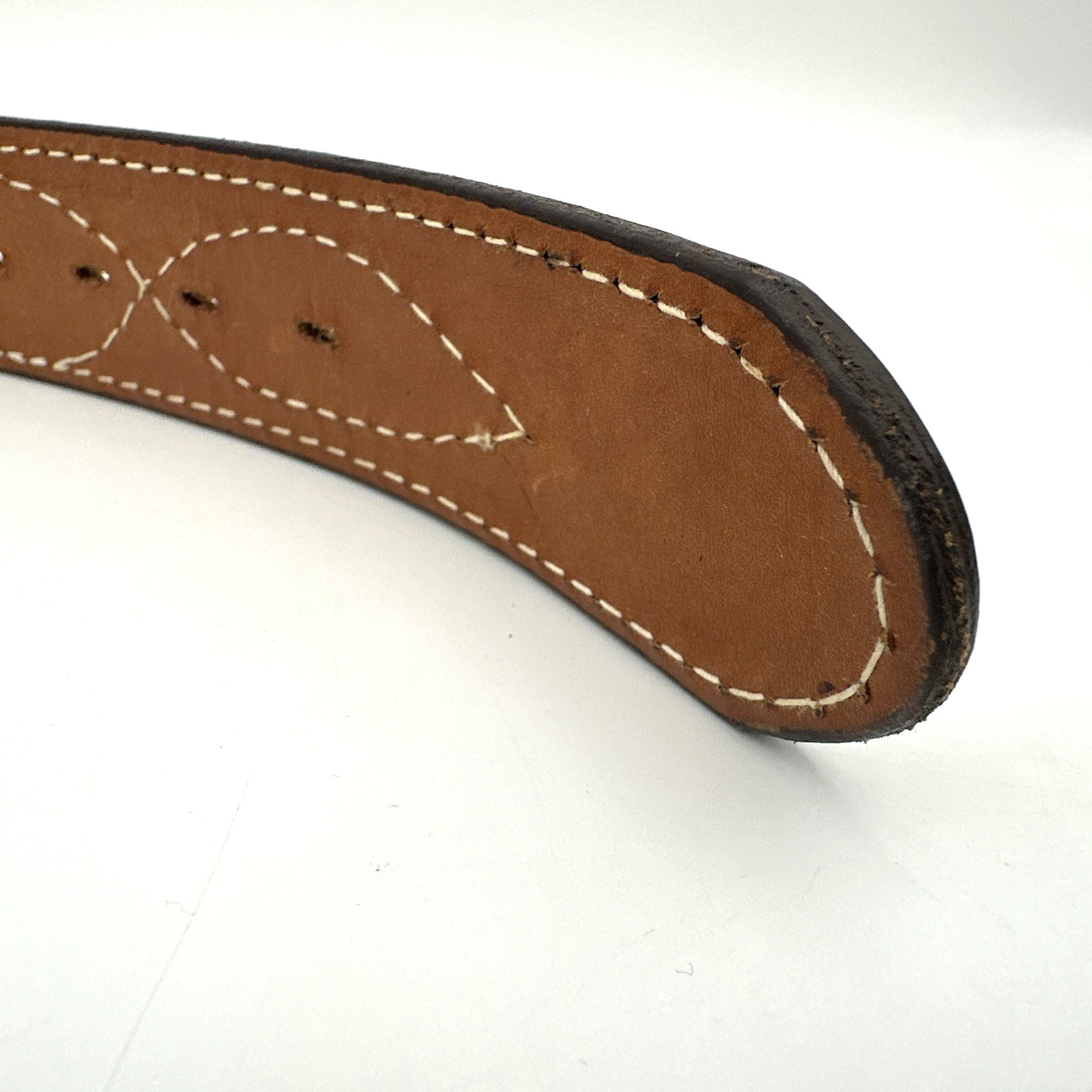 Nocona Leather Belt Brown Stitched Size 34 Built In Buckle USA Western Cowboy