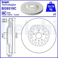 Image of BRAKE DISC DELPHI BG9519C FRONT AXLE FOR AUDI,VW