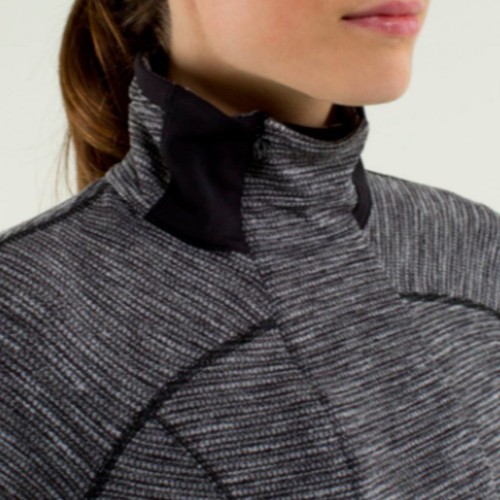 Lululemon Base Runner 1/2 Reißverschluss Langarm Piqué schwarz/weiß Weltraum Strick Gr. 2 Neu mit Etikett - Bild 6 von 13