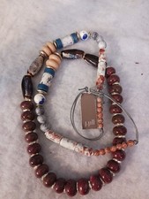 NWTs J. JILL SHADES OF BLUE  BROWN GLASS BEADED 16" NECKLACE N CORD -GREAT GIFT