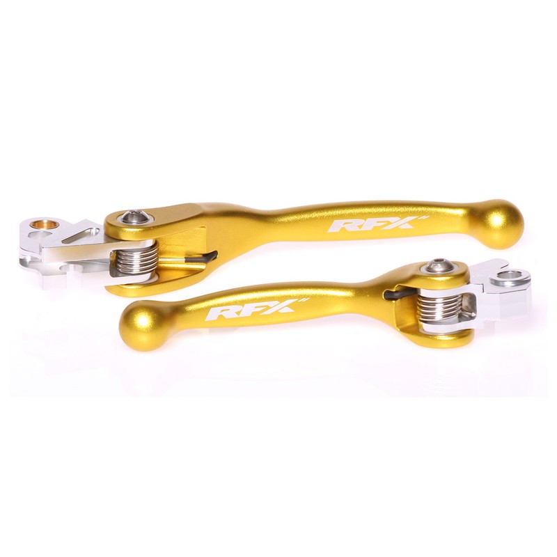 Leviers retournables RFX Race jaunes forgés pour moto de cross