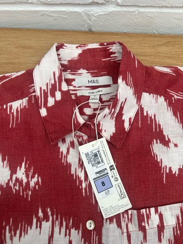 Nueva Blusa M&S Lino Puro Reino Unido 8 Sienna Blanca Manga Larga Camisa Top Verano - Imagen 6 de 12