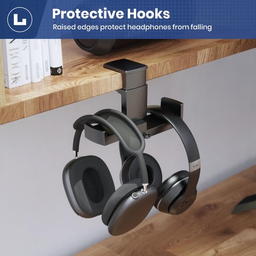 Dual Headphone Stand Holder - EURPMASK 2 in 1 PC Gaming Headset Hooks, 360 De... - Picture 5 of 8