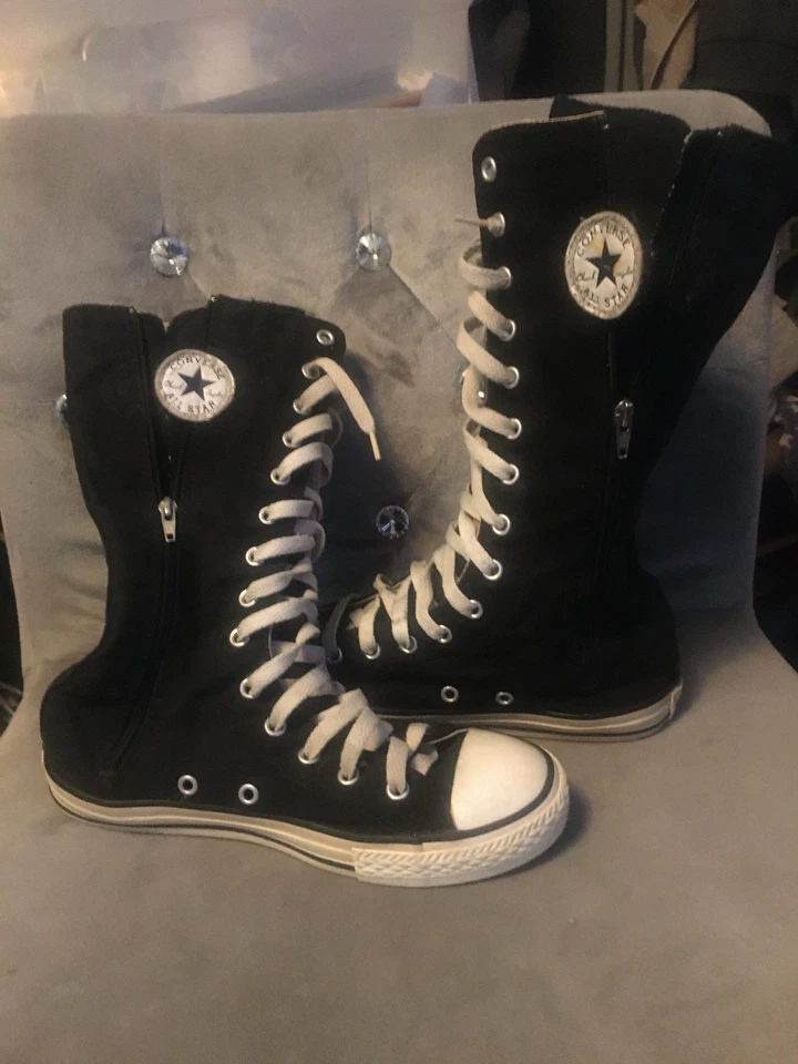 Knee High Black Zip& Lace Up Converse All Stars - Image 2 of 4