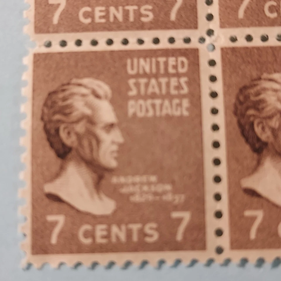 Stamps-Block of 4-7cent-1938 Andrew Jackson-Scott#812 - Image 2 of 3