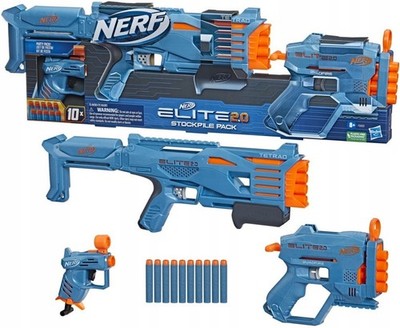 Nerf Elite 20 Blaster Set 3in1 Tetrad Quadfire Ace SD 3er Pack 10 Darts