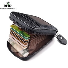 Men's Wallet Genuine PU Leather Credit Card Holder RFID Blocking Zipper Pocket M