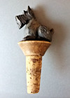 Ancien bouchon chien scottish terrier en bois sculpté