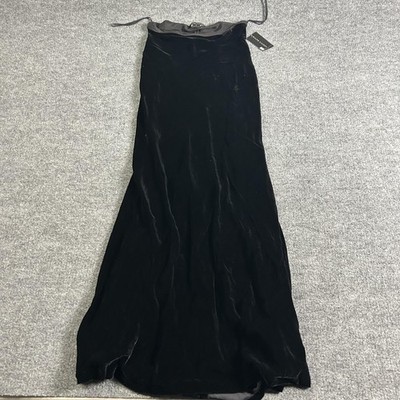 Ralph Lauren Dress Womens 8 Black Velvet Silk Evening Gown Strapless Maxi