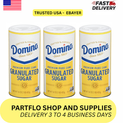 Domino Premium Pure Cane Granulated 160z Canister New 3 packs