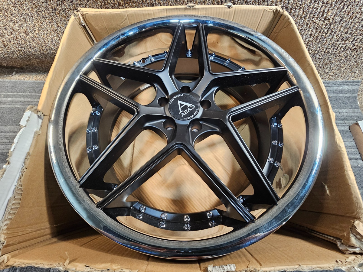 QTY1) Azad AZ1029 Semi-Matt Black Chrome Lip Wheel Rim 22x9 5x115