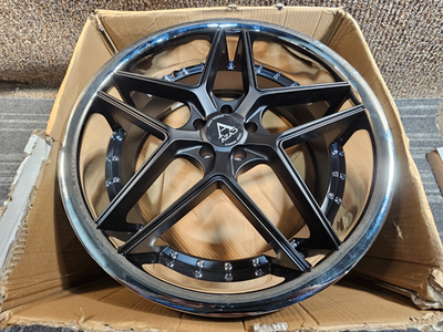 QTY1) Azad AZ1029 Semi-Matt Black Chrome Lip Wheel Rim 22x9 5x115