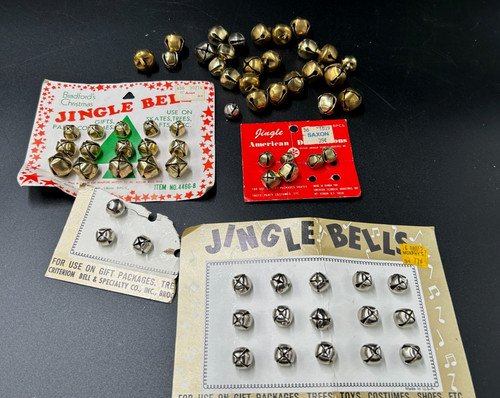 Assortment of Vintage Silver and Gold Different Size Jingle Bells Craft, Xmas