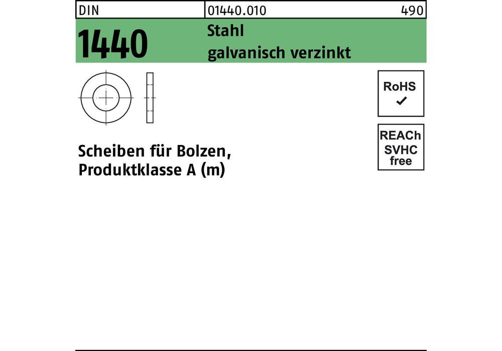 Рейхсканцлер Scheibe DIN 1440 f.Больцен 8 x 16 x 2 Стальной гальванический сплав