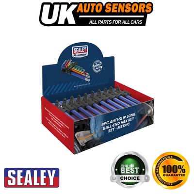 Sealey Premier langer farbkodierter Kugelkopf-Sechskantschlüssel-Set 9-teilig Display-Box mit 10