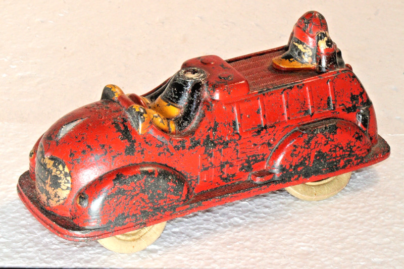 Antique Sun Rubber Walt Disney Productions Mickey Mouse Donald Duck Fire Truck