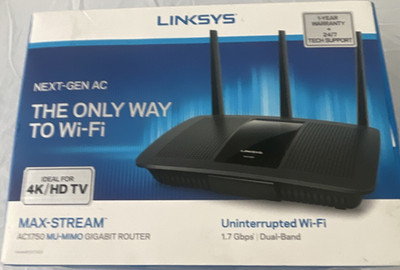 Linksys Max-Stream AC1750 Dual-Band MU-MIMO Gigabit Router, USB 3.0 Black