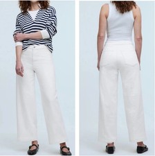 Madewell Womens 26 Jeans White Denim Emmett Wide Leg High Rise Baggy Curvy