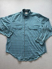 Vintage Levi  s Silver Label Men  s L Plaid Button Down Shirt Teal Brown