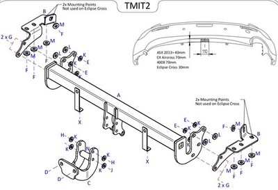 Towtrust Fixed Flange Automotive Towbar For Mitsubishi ASX SUV 2010-Onwards