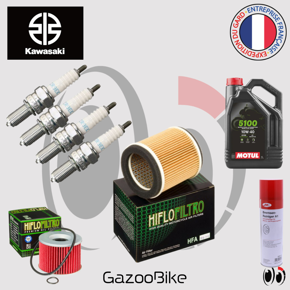 Kit vidange KAWASAKI ZRX 1200 avec huile MOTUL 5100 10w40 pour modèles 2001 à 2004