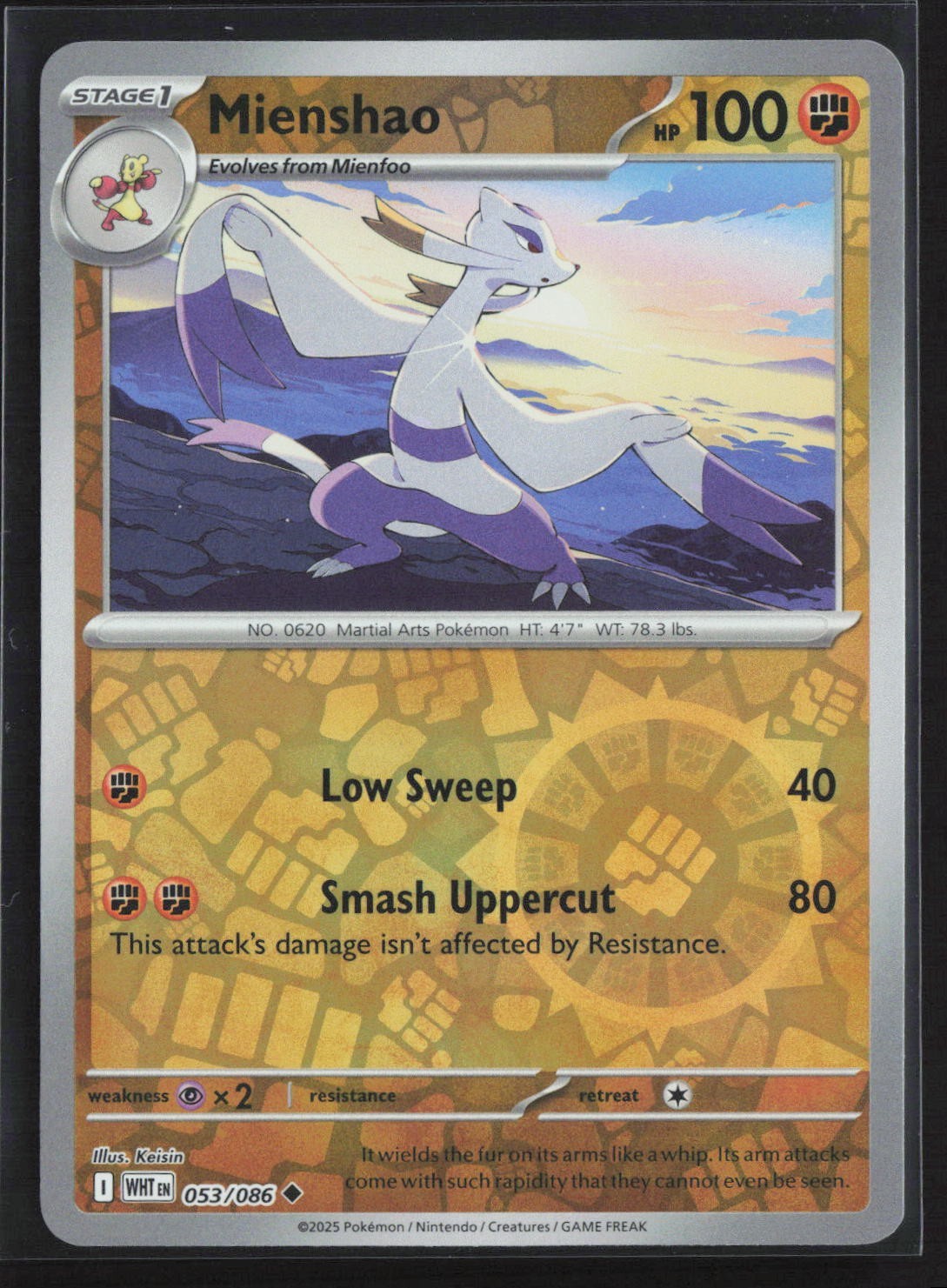 053/086 Mienshao - SV White Flare - Reverse Holo NM Pokemon