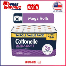 Cottonelle Ultra Soft Toilet Paper, Strong Toilet Tissue, 36 Mega Rolls