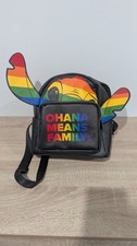 Disney Stitch Ohana Means Family Rainbow Pride Mini Backpack Black