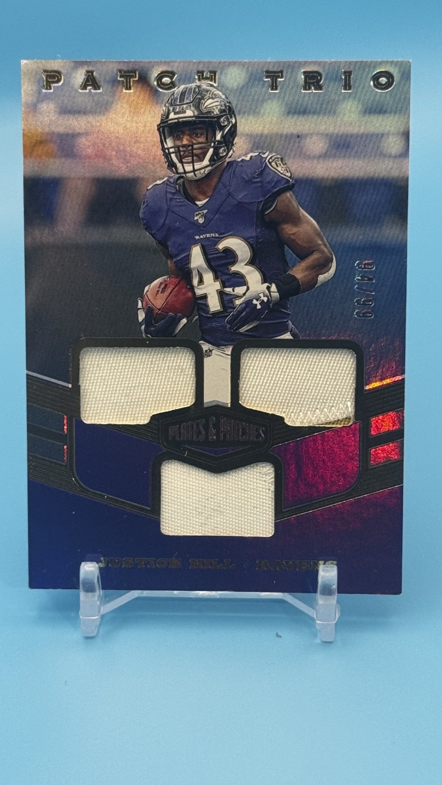 Justice Hill Panini Plates & Patches Rookie Patch Autographs #JHI Base